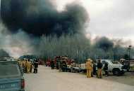 Tire fire -
                Incident Comand, crew staging, medical station, rehab
                station